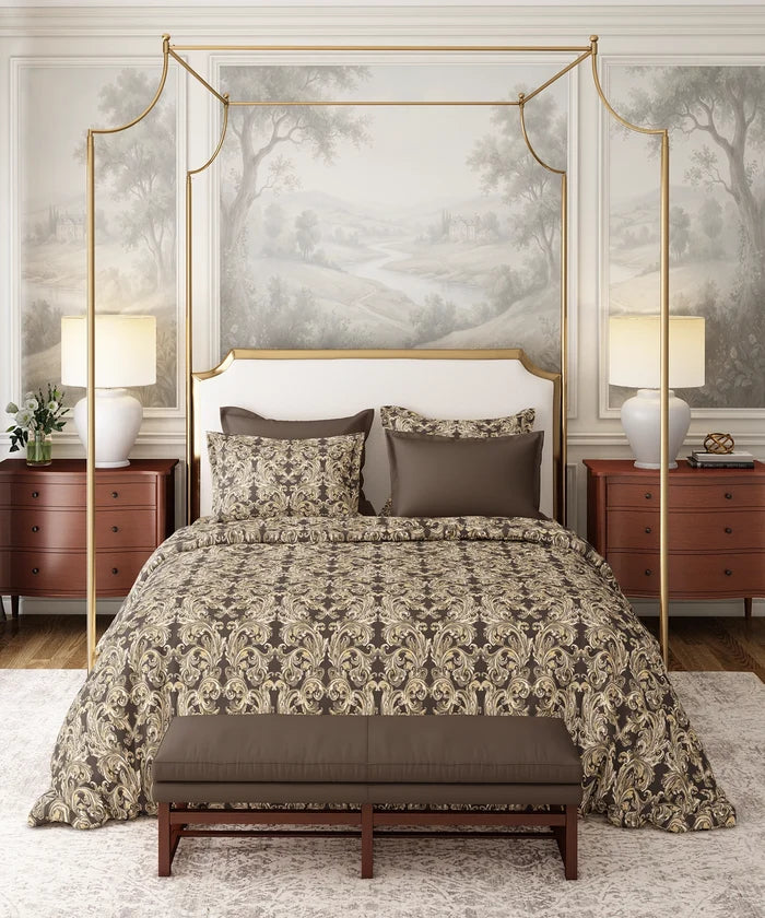 Nectarsoft Italian Retreat King Bedsheet, Royal Castle|400 TC Cotton|4 Pillow Covers