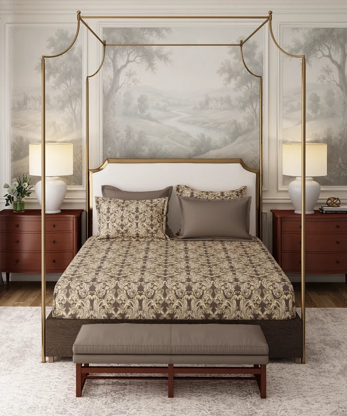 Nectarsoft Italian Retreat King Bedsheet, Royal Castle|400 TC Cotton|4 Pillow Covers
