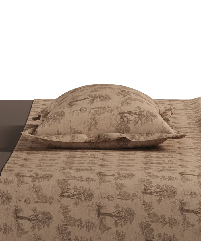 Nectarsoft Italian Retreat King Bedsheet, Toile Walk|400 TC Cotton|4 Pillow Covers