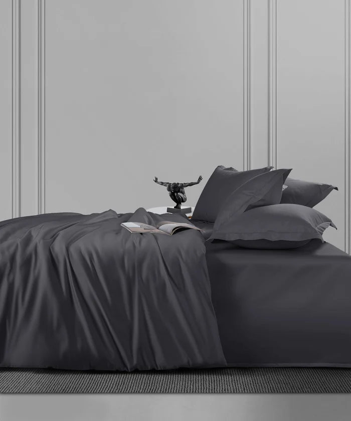 Nectarsoft King Solid Bedsheet Set, Dark Blue| 600 TC Cotton| 4 Pillow Covers