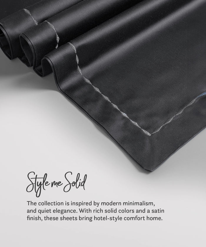 Nectarsoft King Solid Bedsheet Set, Dark Grey| 600 TC Cotton| 4 Pillow Covers