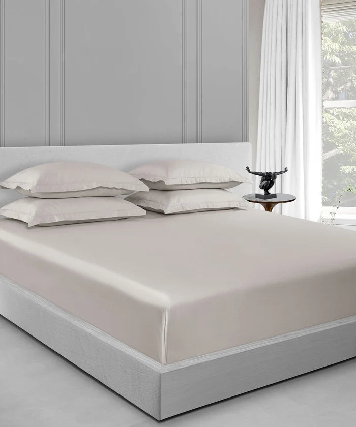 Nectarsoft King Solid Bedsheet Set, Ivory| 600 TC Cotton| 4 Pillow Covers