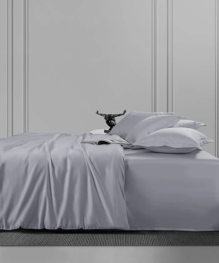 Nectarsoft King Solid Bedsheet Set, Light Grey| 600 TC Cotton| 4 Pillow Covers