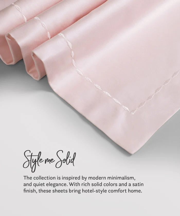 Nectarsoft King Solid Bedsheet Set, Pink| 600 TC Cotton| 4 Pillow Covers