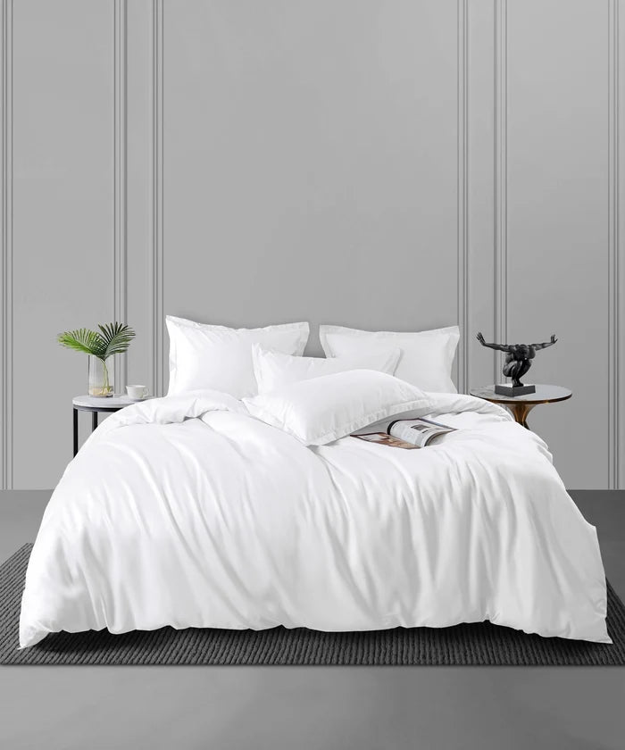 Nectarsoft King Solid Bedsheet Set, White| 600 TC Cotton| 4 Pillow Covers