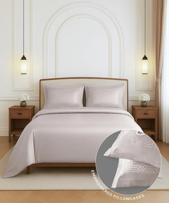 Nectarsoft Luxe Living Solid King Bedsheet Set, Renoir, Powder Puff|300 TC Cotton| 2 Pillow Cover