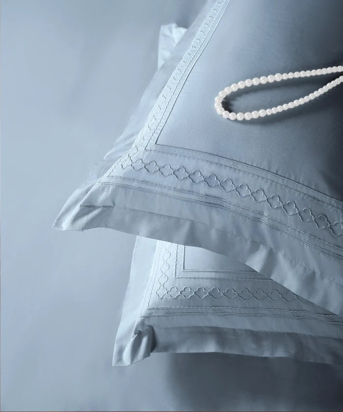 Nectarsoft Luxe Living Solid King Bedsheet Set, Watson, Blue Shadow|300 TC Cotton| 2 Pillow Cover