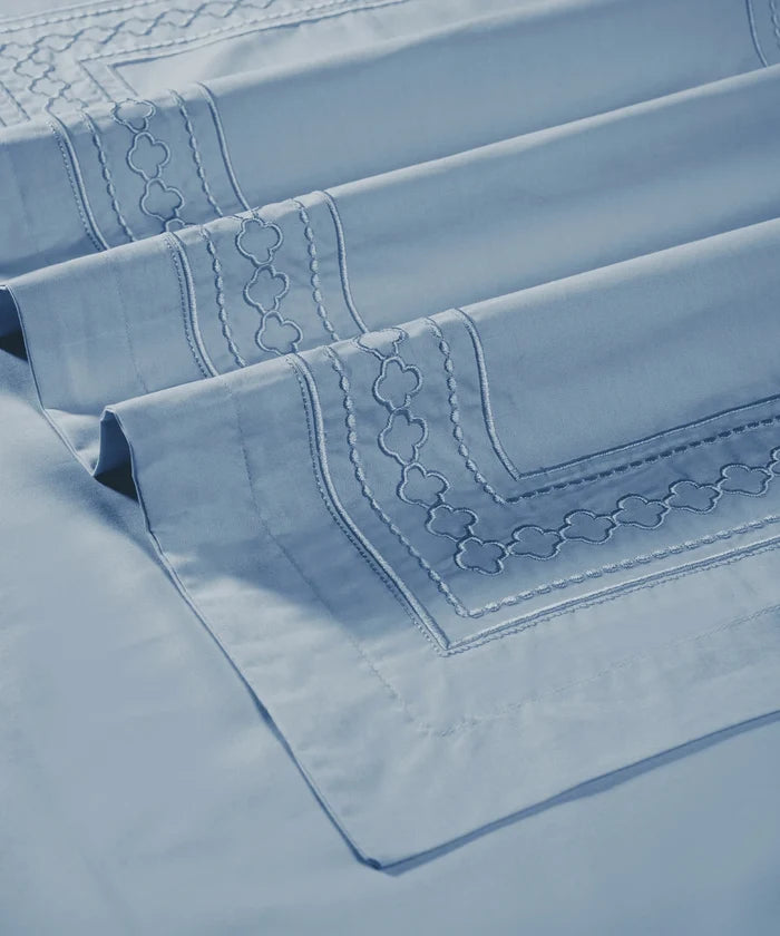 Nectarsoft Luxe Living Solid King Bedsheet Set, Watson, Blue Shadow|300 TC Cotton| 2 Pillow Cover