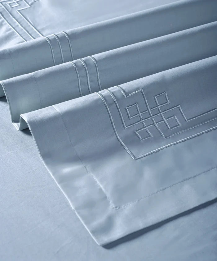 Nectarsoft Luxe Living Solid King Bedsheet Set, Windsor, Blue Shadow|300 TC Cotton| 2 Pillow Cover