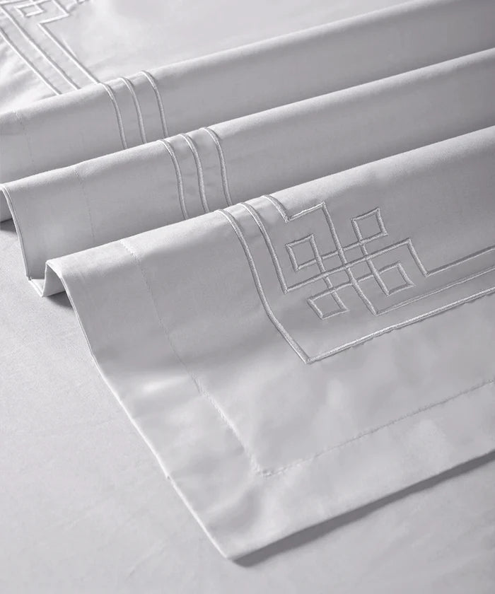 Nectarsoft Luxe Living Solid King Bedsheet Set, Windsor, Silver Cloud|300 TC Cotton| 2 Pillow Cover