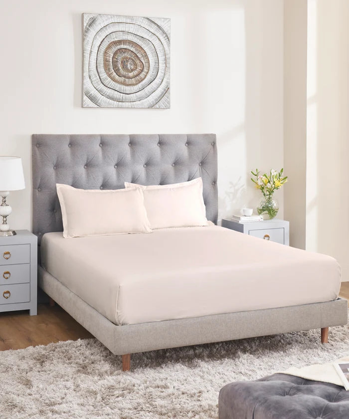 Nectarsoft Signature Select King Bedsheet Set, Marshmallow|400 TC Cotton| 2 Pillow Covers
