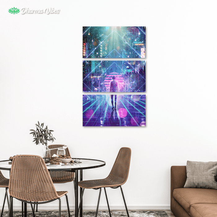 Neon Zone by Cameron Gray 3-Piece Canvas