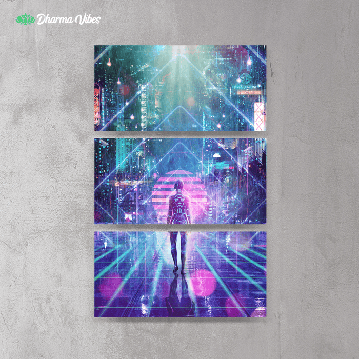 Neon Zone by Cameron Gray 3-Piece Canvas