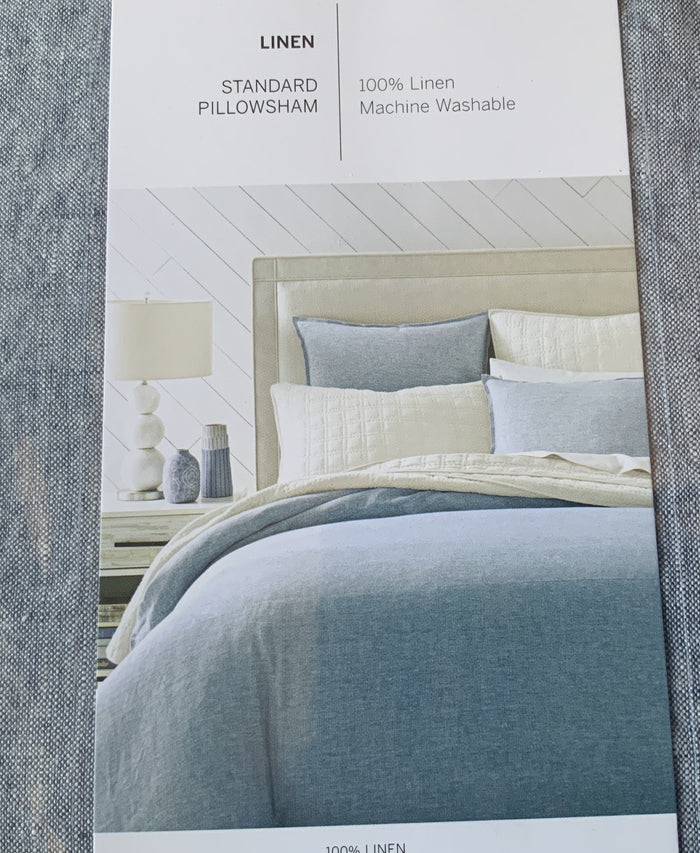 Oake Linen Yarn Dye Pillow Sham , Blue - Machann.com