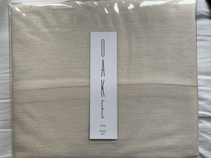 Oake Yarn Dye Sheet Set, Beige - Machann.com
