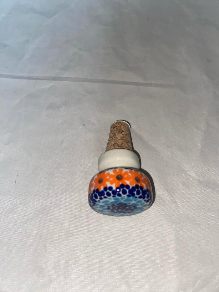 Orange Flower Round Wine Stopper - Pattern Orange Flower