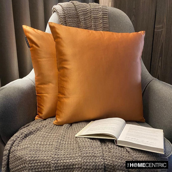 Orange Satin Throw Pillow Cover - Orange Slub Satin