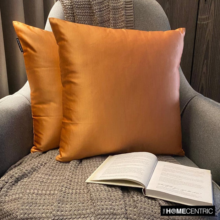 Orange Satin Throw Pillow Cover - Orange Slub Satin