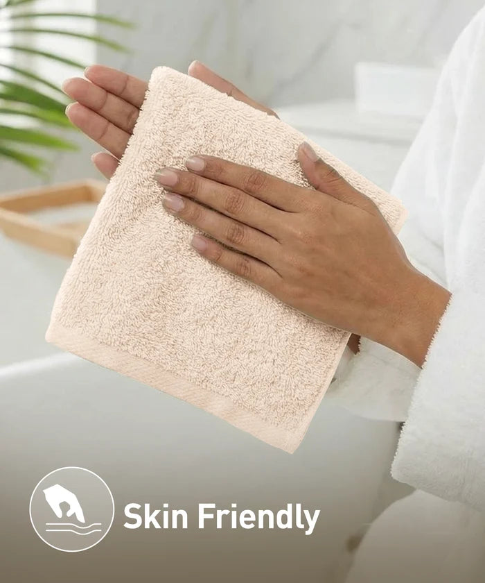 Organic Luxury 4Pc Face Towel, Beige|650 GSM Organic Cotton