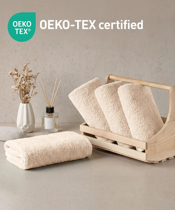 Organic Luxury 4Pc Face Towel, Beige|650 GSM Organic Cotton