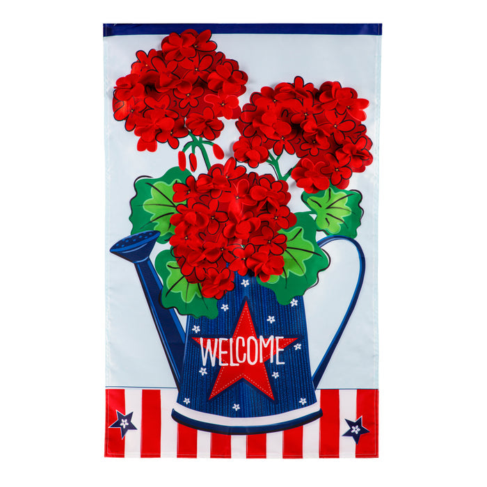 Patriotic Geranium House Flag