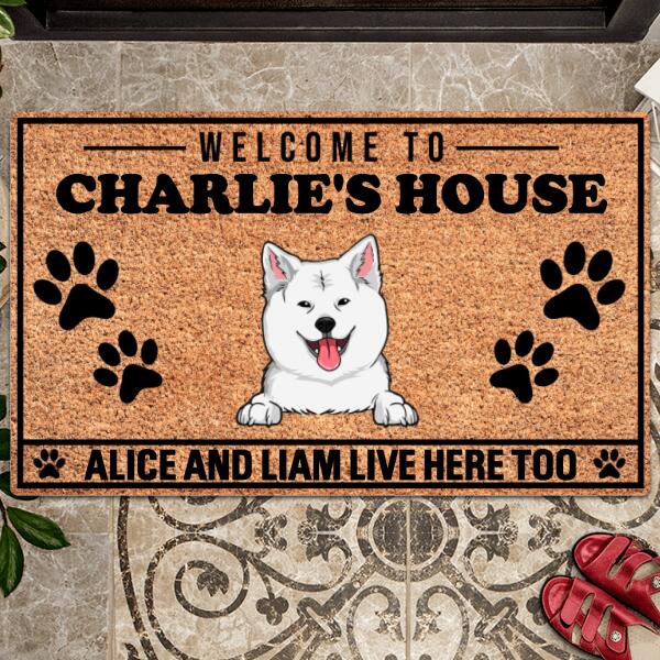 Pawzity Outdoor Door Mat, Gifts For Dog Lovers, Welcome To The Dogs' House Personalized Doormat