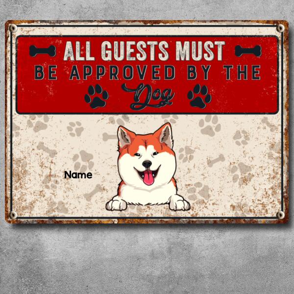 Pawzity Warning Metal Yard Sign, Gifts For Dog Lovers, All Guests Must Be Approved By The Dogs Funny Warning Sign