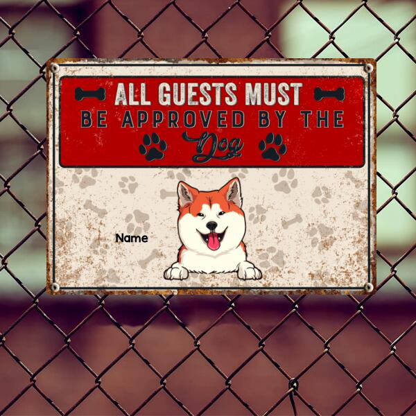 Pawzity Warning Metal Yard Sign, Gifts For Dog Lovers, All Guests Must Be Approved By The Dogs Funny Warning Sign