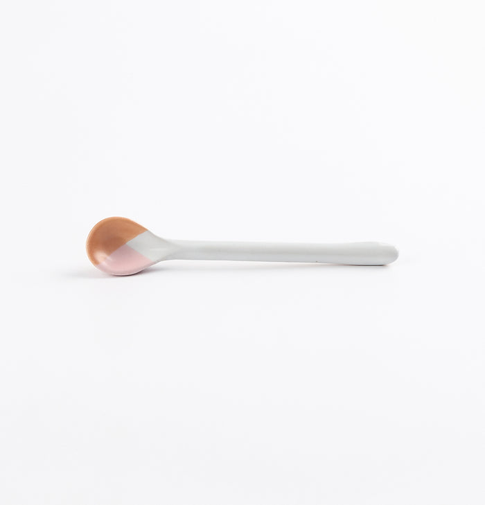 Handmade ceramic teaspoon in pink, chocolate and brown colours