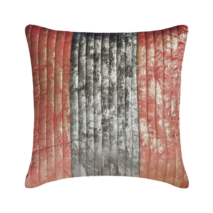 Peach Dusk - Peach & Grey Velvet Decorative Euro Sham