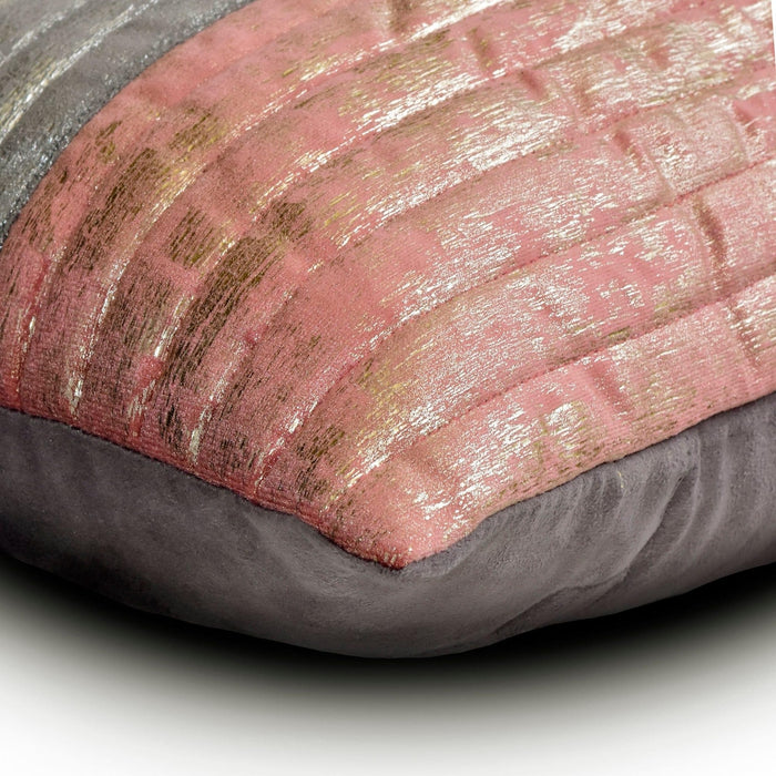 Peach Dusk - Peach & Grey Velvet Decorative Euro Sham