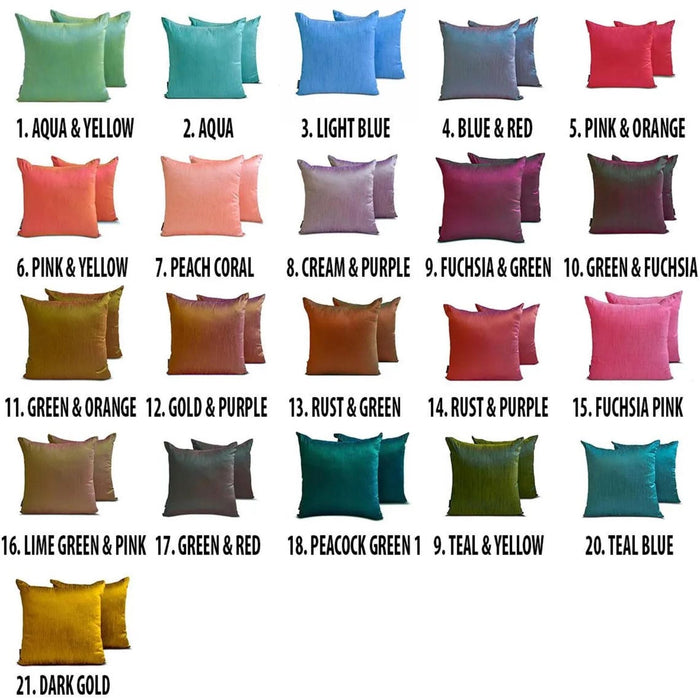 Peacock Green Luxury - Peacock Green Silk Throw Pillow Cover Pack of 2