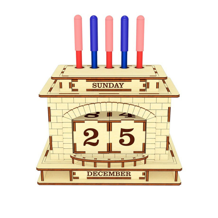Perpetual Calendar in the Shape of Fireplace with Pen Holder - Glowforge