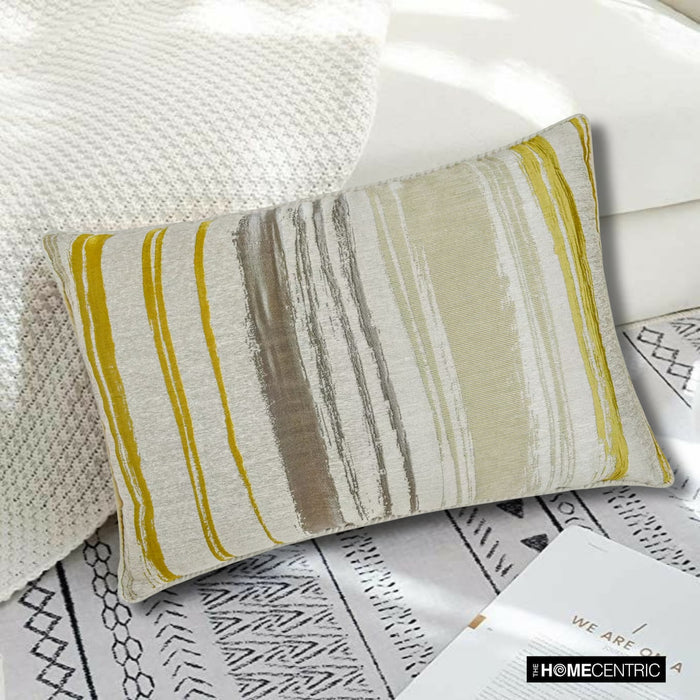 Pigment Puddle - Yellow Jacquard Lumbar Pillow Cover