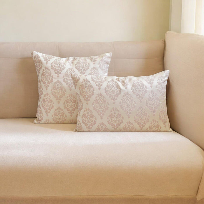 Pink Jacquard Lumbar Pillow Cover - Blush Chateau