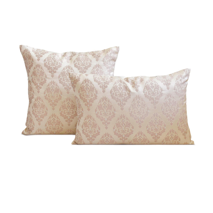 Pink Jacquard Lumbar Pillow Cover - Blush Chateau
