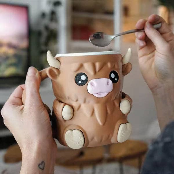 PintCuddler Cartoon Cow Ice Cream Pint Holder Kit (Includes 2 Spoons & Cookie Tray)