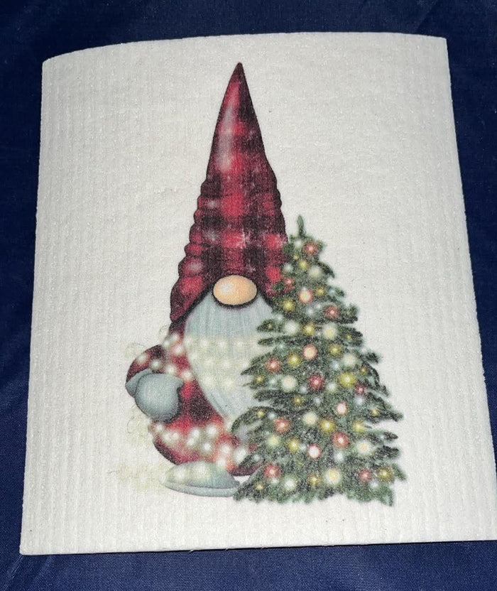 Plaid Gnome with Tree Swedish Towel