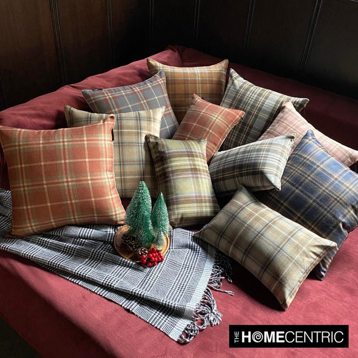 Plaidflow Gray - Gray Velvet Winter Plaid Lumbar Pillow Cover