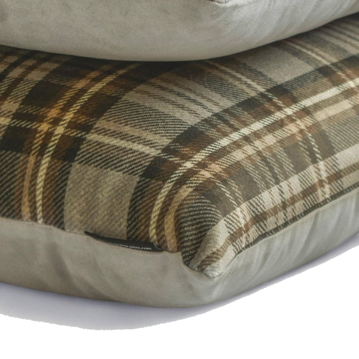 Plaidflow Gray - Gray Velvet Winter Plaid Lumbar Pillow Cover
