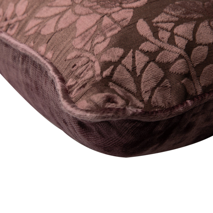 Plum Rose Bush - Plum Burnout Velvet Decorative Euro Sham