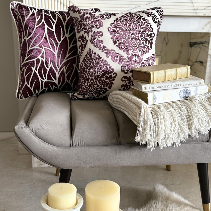 Plummy Leaves - Plum Velvet Decorative Euro Sham