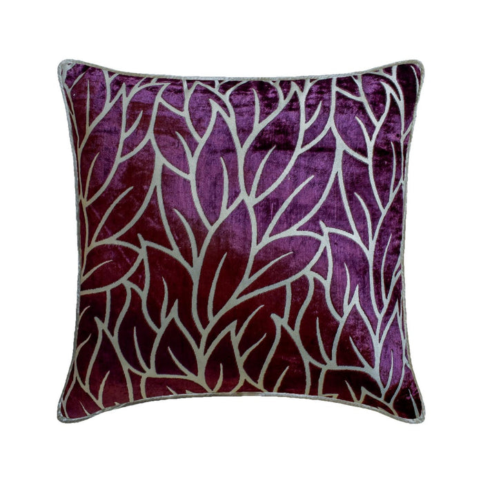 Plummy Leaves - Plum Velvet Decorative Euro Sham