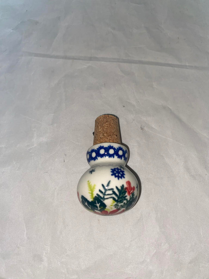 Poinsette Round Wine Stopper - Pattern Poinsettia