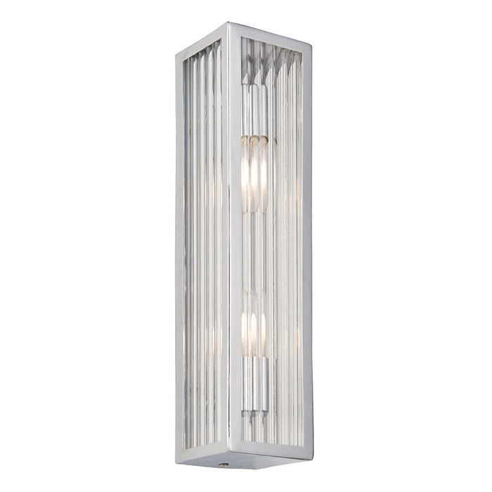 chrome bathroom vanity wall light on a white background