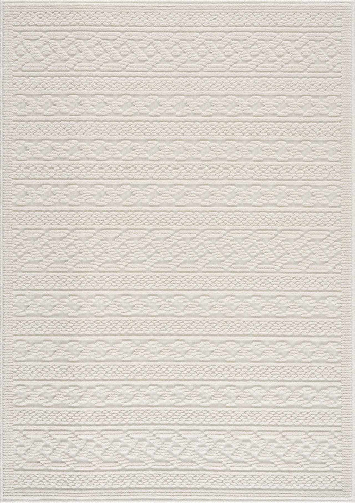 Premium look Ivory Carved Texture Tassel Design Washable area Rug - The Rug Decor