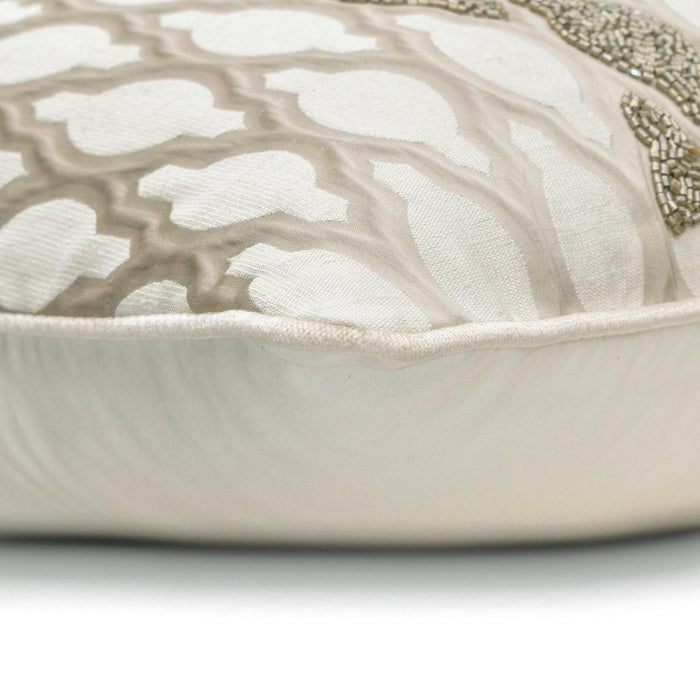 Priscilla Dazzle - Jacquard Ivory Decorative Bed Runner and Pillow Cover