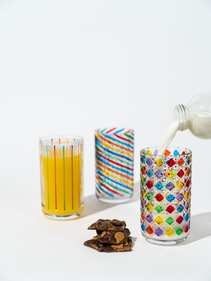 Prismatic Colored Drinking Glass, Spiral