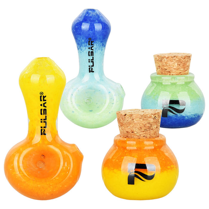 Pulsar Puff & Stash Glass Spoon Pipe & Storage Jar Set