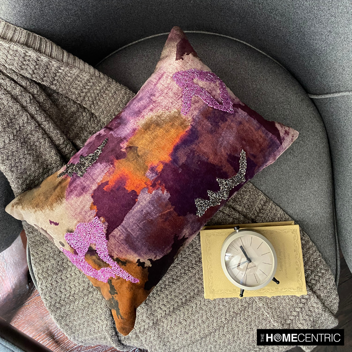 Purple Abstraction - Purple Velvet Decorative Lumbar  Pillow Cover